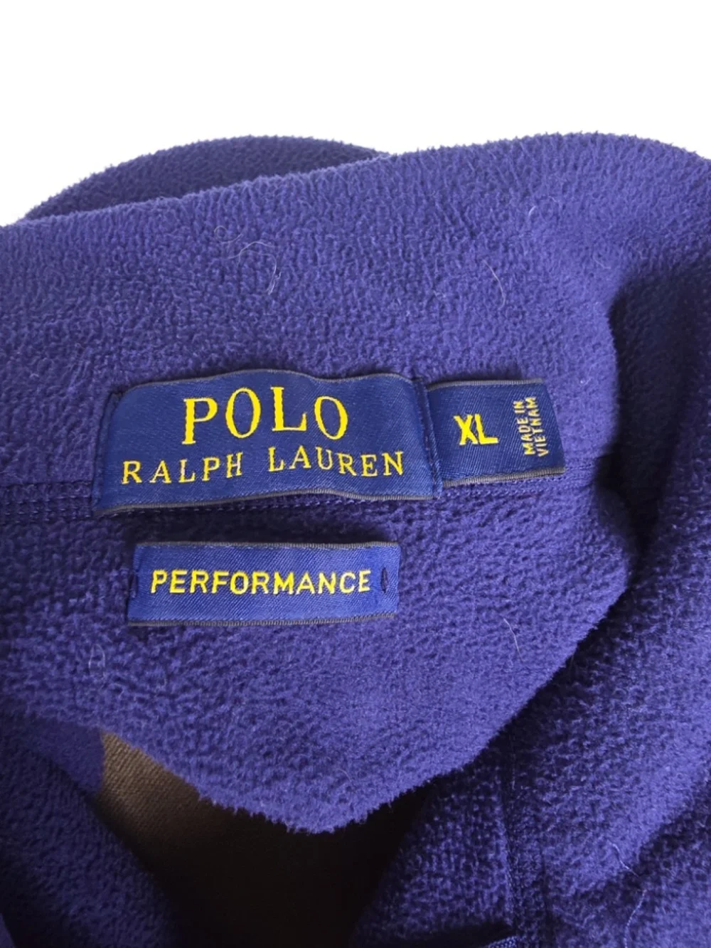 Ralph Lauren Performance Fleece Quarter Zip Pullover Blue Yellow Mens XL